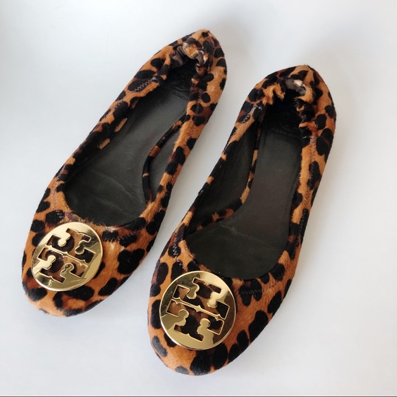 leopard tory burch flats